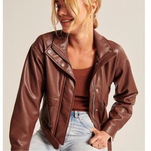 Abercrombie Faux Leather Utility Bomber Jacket